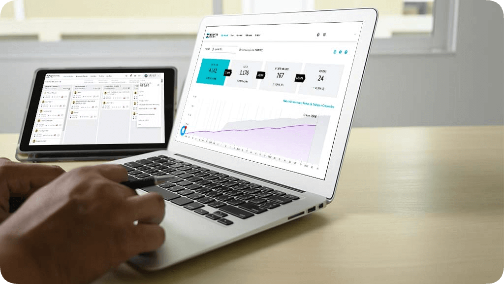 Diagrama de um fluxo de automação de marketing mostrando o envio automático de e-mails para leads